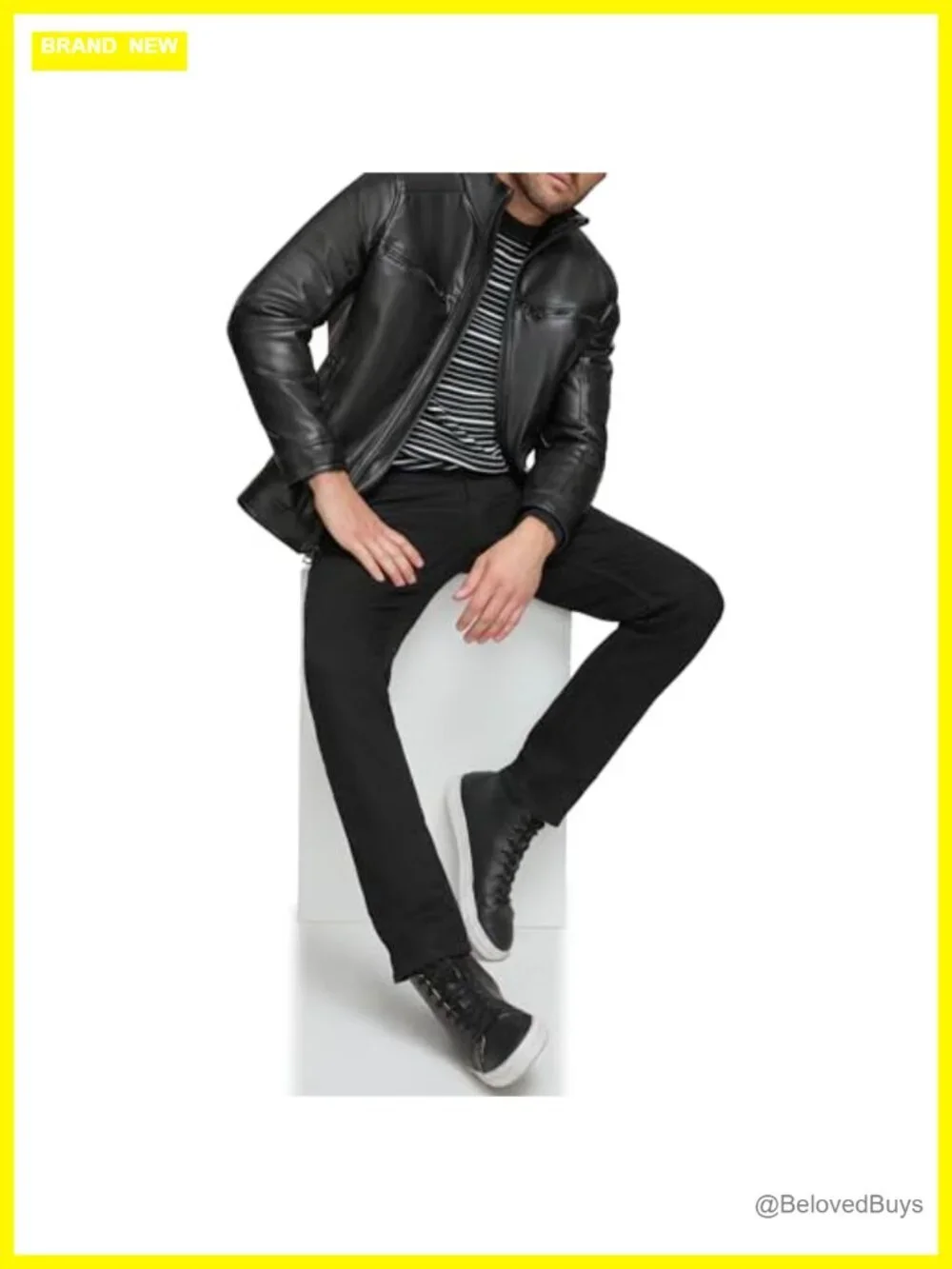 Faux Leather Aviator Jacket with Zipper Closure and Slant Pockets